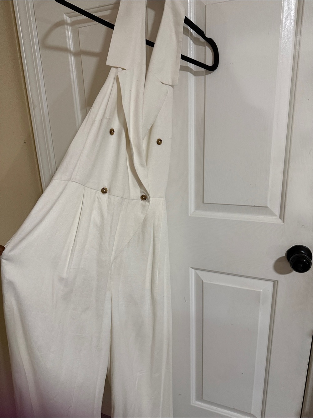 Banana Republic Factory Cream Halter Jumpsuit with pockets